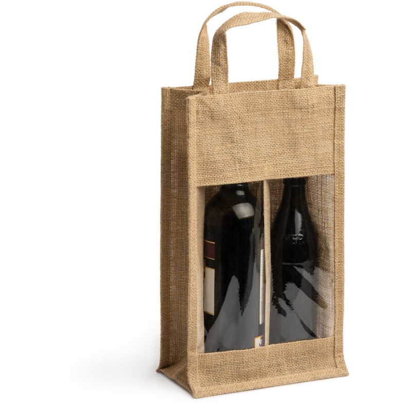 Sac jute laminé avec fenêtre et double compartiment