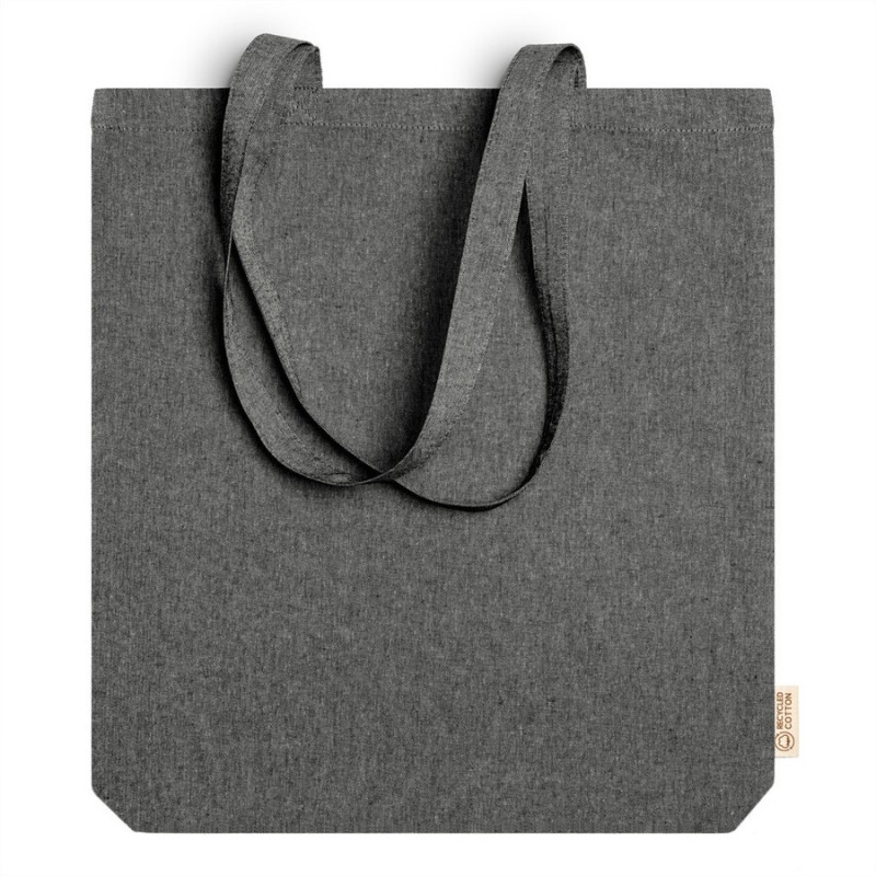 Sac en coton recyclé 140 g/m² au design chiné, avec anses de 70 cm de long