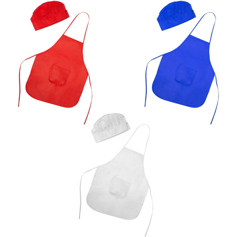 Ensemble de tablier et bonnet non tissé de couleur pour enfants, 80 g/m²