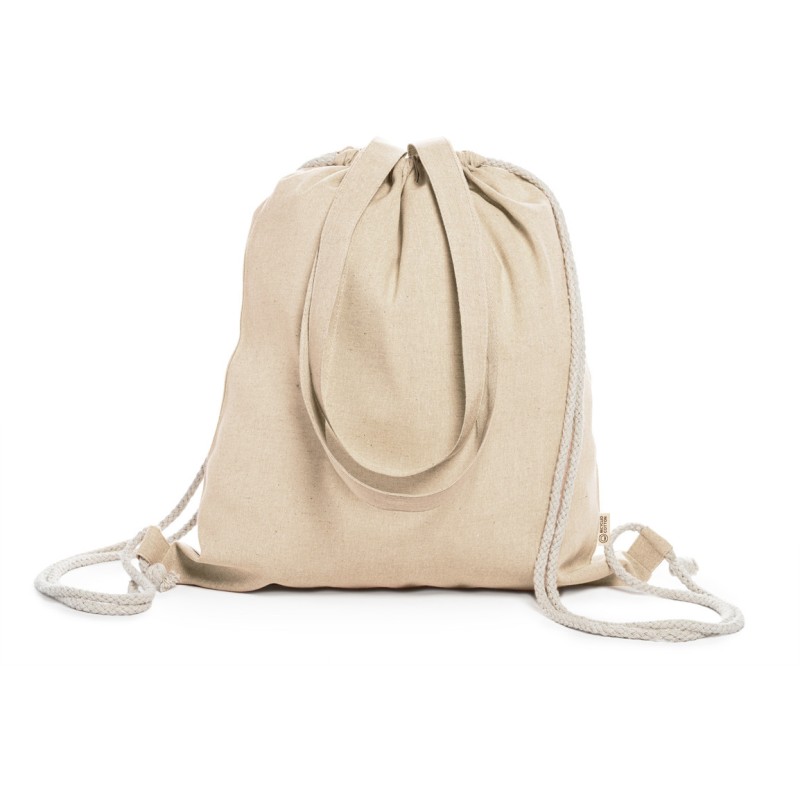 Sac à dos à ficelles en coton recyclé, 140 g/m²