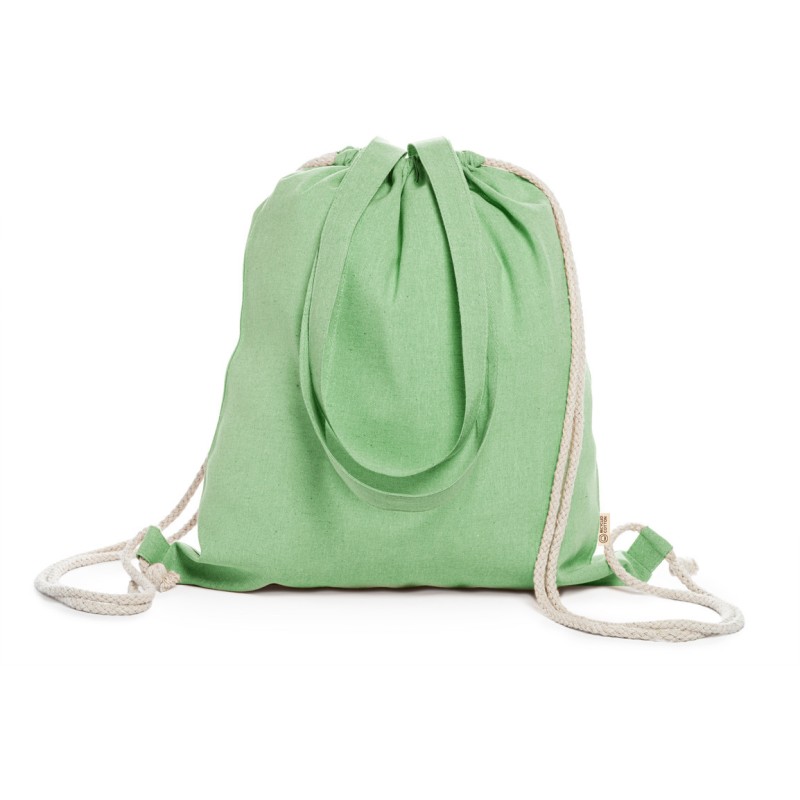 Sac à dos à ficelles en coton recyclé, 140 g/m²
