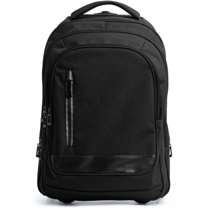 Sac à dos avec fonction trolley en polyester chiné 300D avec compartiment intérieur rembourré pour les ordinateurs portables