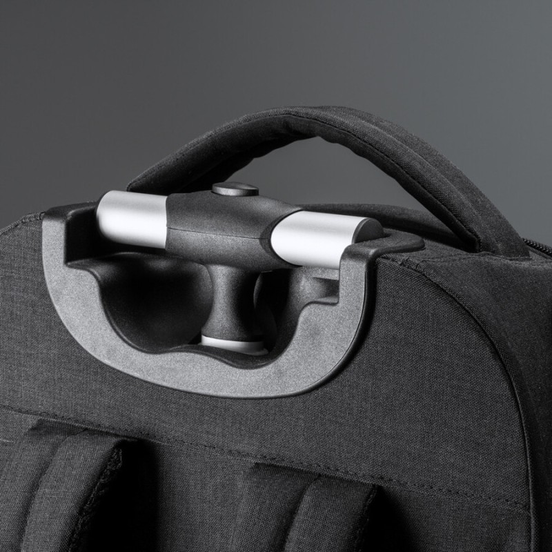 Sac à dos avec fonction trolley en polyester chiné 300D avec compartiment intérieur rembourré pour les ordinateurs portables