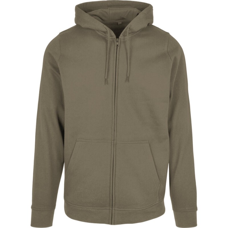 Sweat zippé à capuche manches droites, NO LABEL, 270 g/m² 