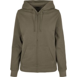 Sweat femme zippé à capuche manches droites, NO LABEL, 270 g/m² 