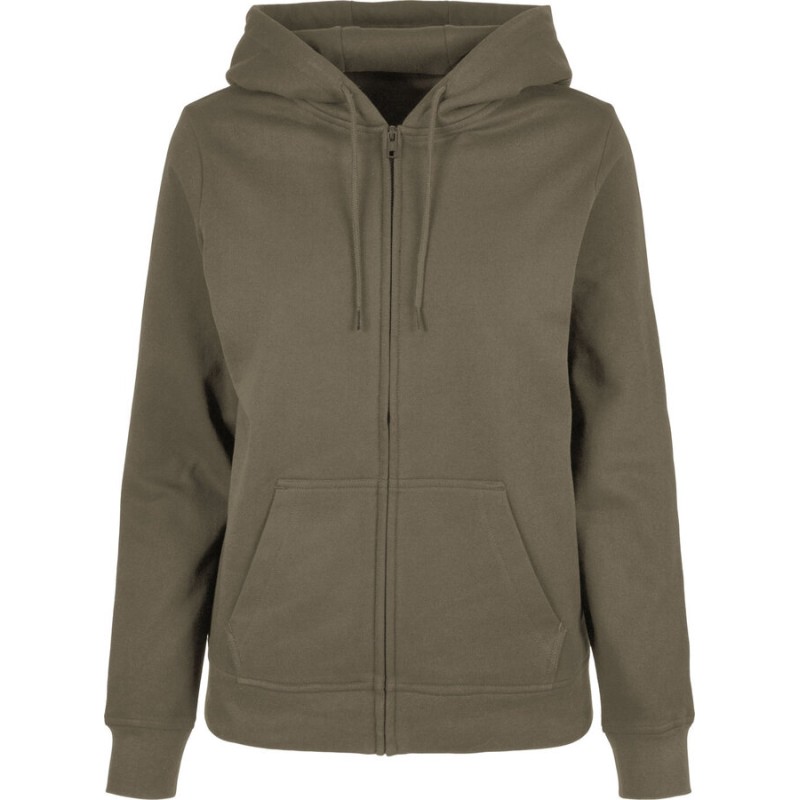 Sweat femme zippé à capuche manches droites, NO LABEL, 270 g/m² 