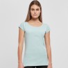 T-shirt femme col large coupe ajustée en coton, NO LABEL, 140 g/m²