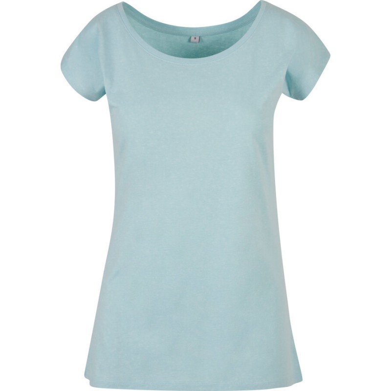 T-shirt femme col large coupe ajustée en coton, NO LABEL, 140 g/m²