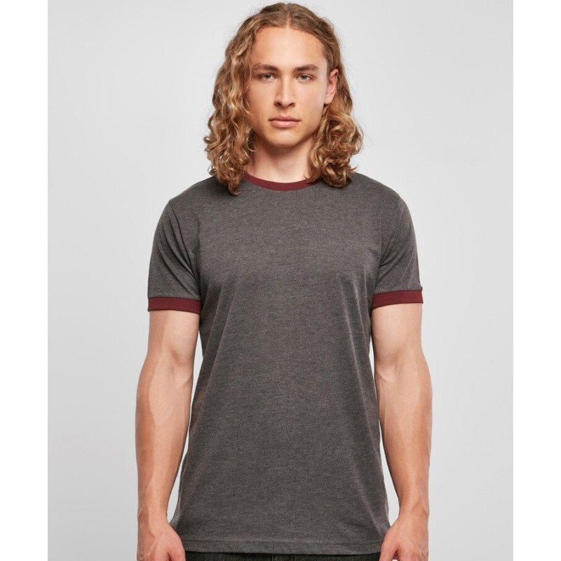 T-shirt ringer bords côte contrastés en coton, NO LABEL, 140 g/m²