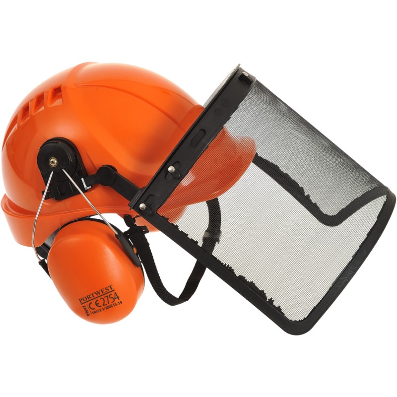 Casque forestier de sécurité et antibruit avec visière renforcée