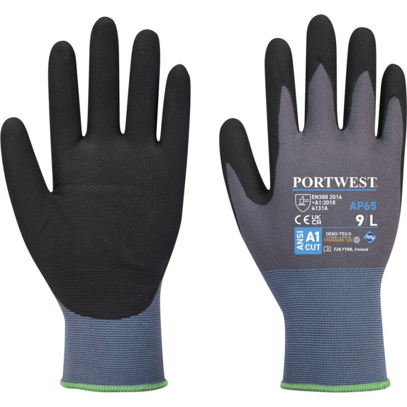 Gants en polyester recyclé enduit mousse nitrile, dextérité maximum