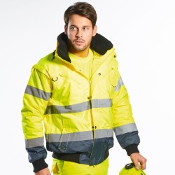  Blouson bomber 3-en-1 Haute Visibilité imperméable et chaud, 8 poches