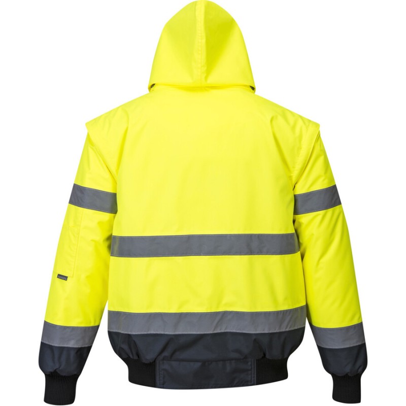  Blouson bomber 3-en-1 Haute Visibilité imperméable et chaud, 8 poches