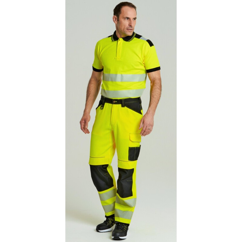 Pantalon de travail Haute Visibilité PW3 robuste et confortable, 10 poches