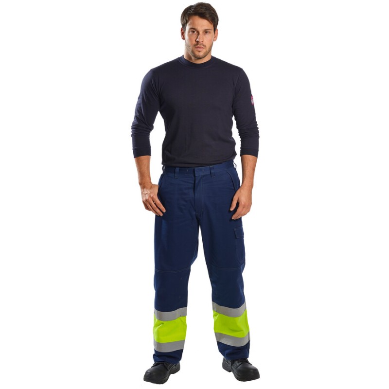 Pantalon jaune Haute-Visibilité modaflame, protection contre les flammes et arc électrique