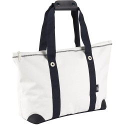 Grand sac shopping en polyester 600D blanc et bleu marine