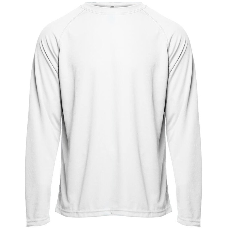 T-shirt sport respirant polyester col rond, manches longues, 140 g/m²