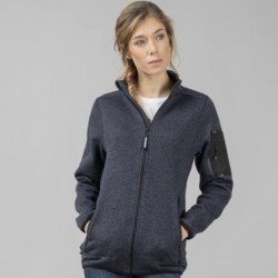 Veste polaire tricotée femme, poche zippée sur le bras, 2 poches zippées latérales