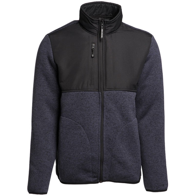 Veste polaire tricotée épaisse doublée sherpa, 3 poches zippées, 450 g/m²