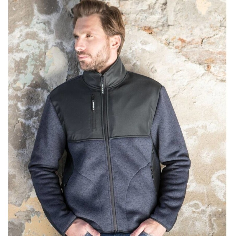 Veste polaire tricotée épaisse doublée sherpa, 3 poches zippées, 450 g/m²