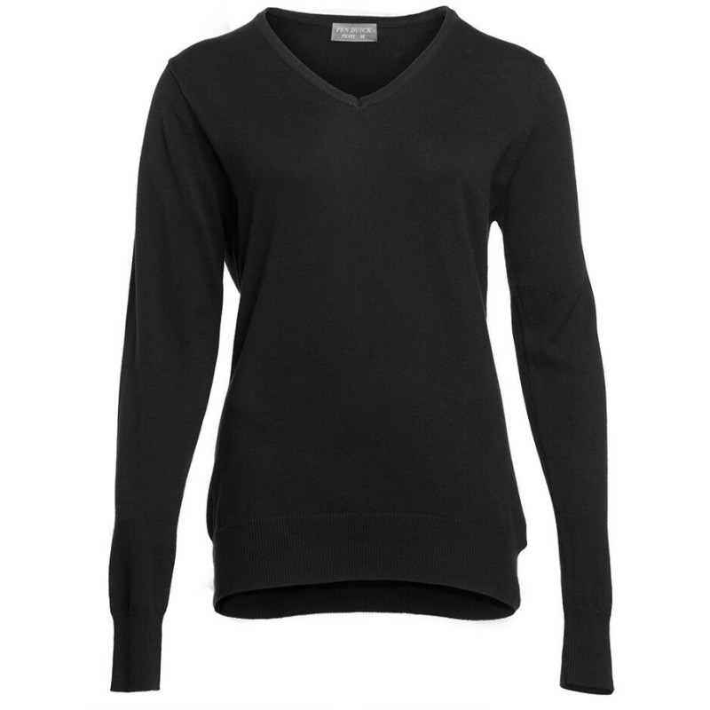 Pull col V femme en coton et acrylique, 270 g/m²