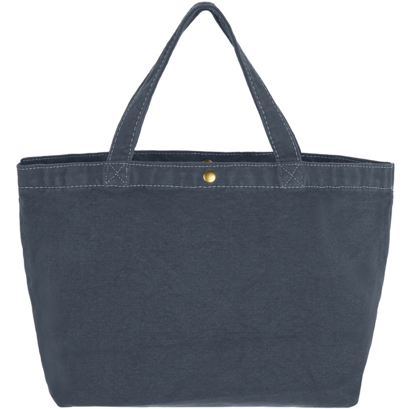 Sac shopping en coton canvas teinté, anses courtes, 450 g/m²