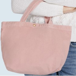 Sac shopping en coton canvas teinté, anses courtes, 450 g/m²