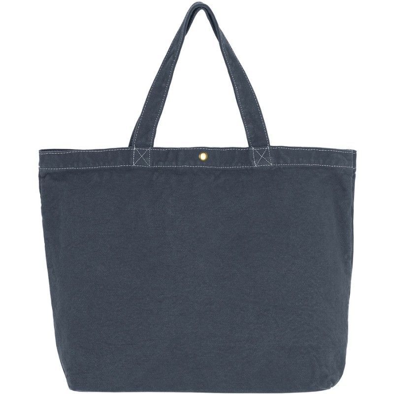 Grand sac shopping en coton canvas teinté, anses courtes, 450 g/m²