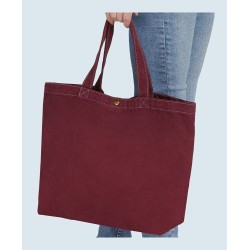 Grand sac shopping en coton canvas teinté, anses courtes, 450 g/m²