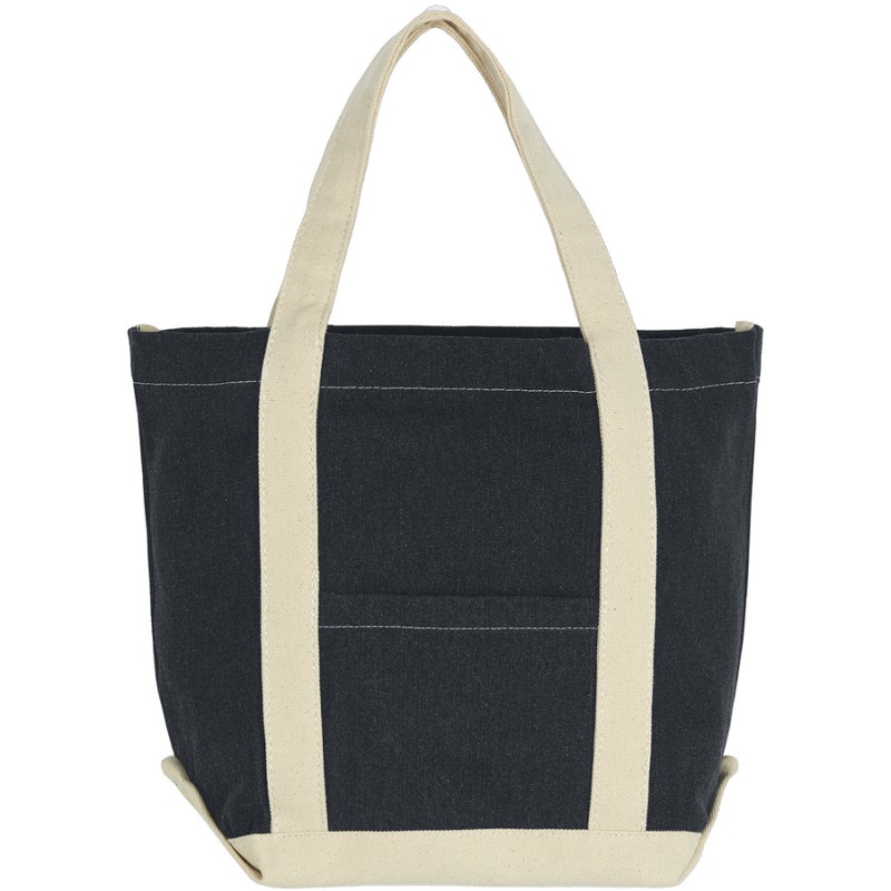 Sac shopping contrasté en coton canvas denim, 280 g/m²