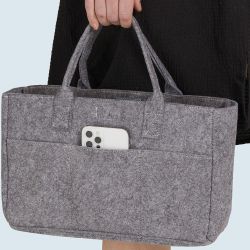 Mini sac à main en feutre, poche intérieure, anses courtes