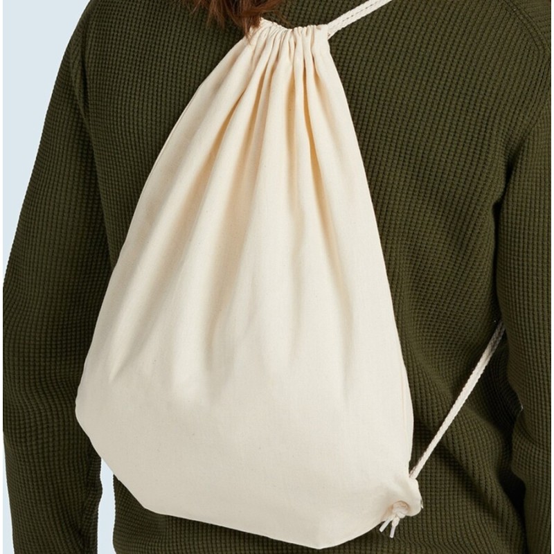 Sac à dos en coton canvas avec bretelles en cordon, 200 g/m²