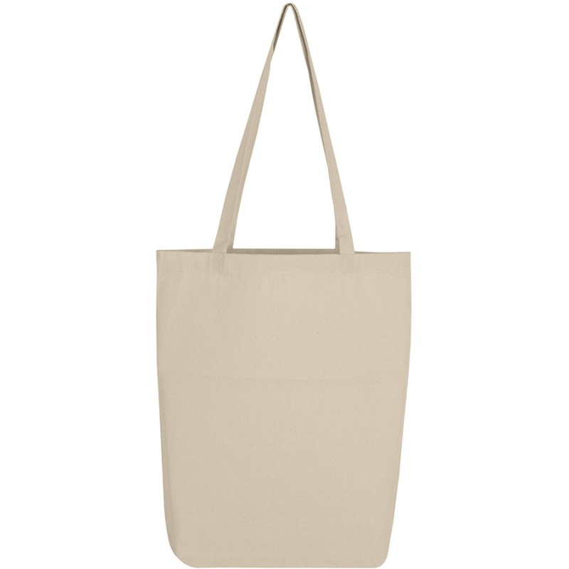 Tote bag avec soufflet en coton canvas, anses longues, 200 g/m²