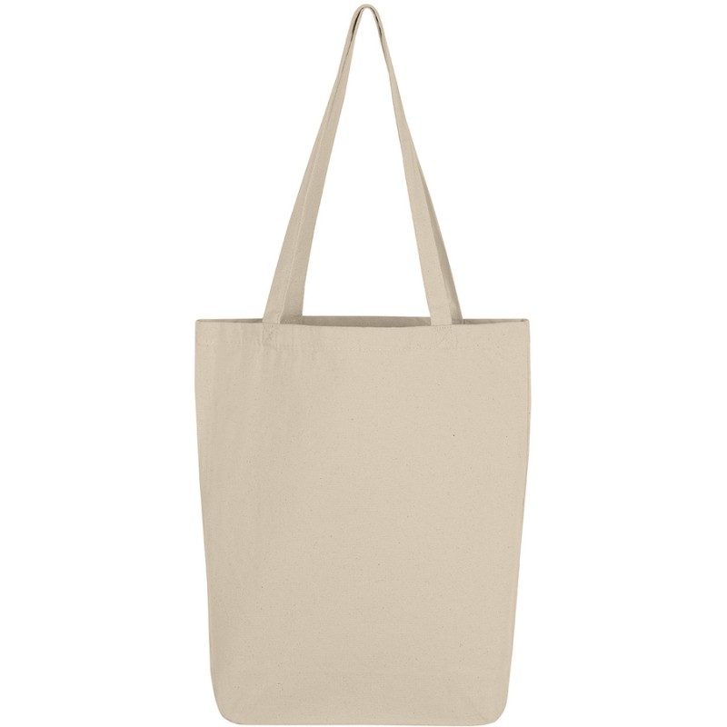 Tote bag épais avec soufflet en coton canvas, anses longues, 340 g/m²