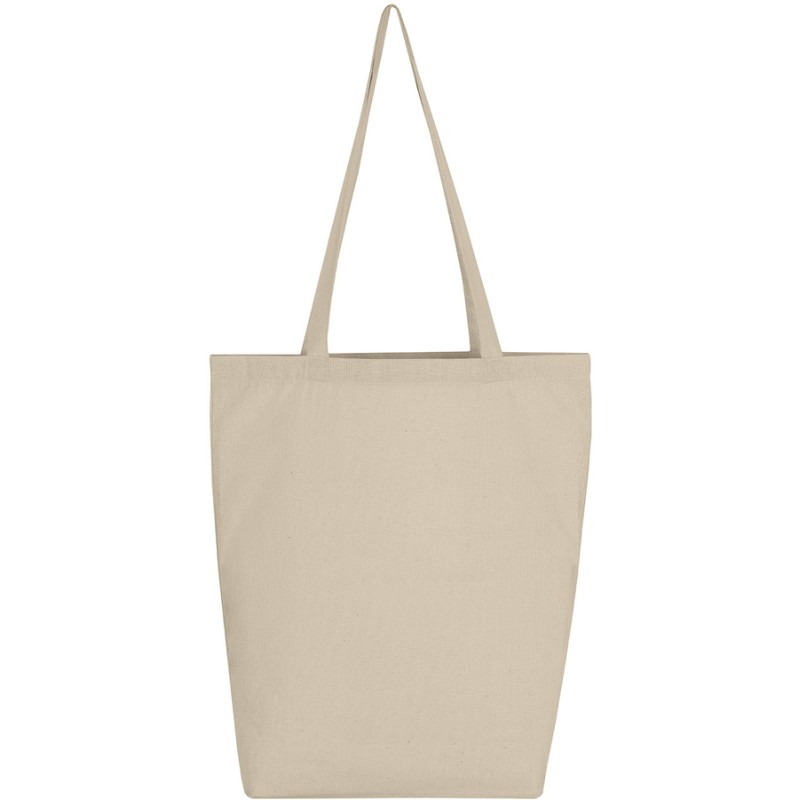 Tote bag, sac shopping avec soufflet en coton, anses longues, 140 g/m²