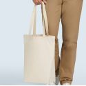 Tote bag, sac shopping avec soufflet en coton, anses longues, 140 g/m²