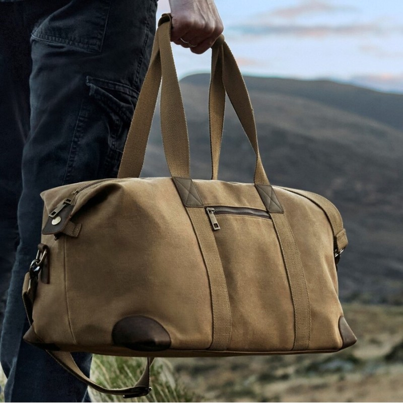 Sac de voyage, effet vintage en toile cirée, 19 litres