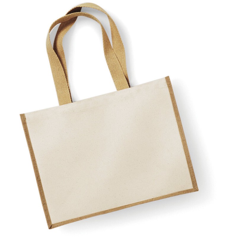 Sac en toile de jute, anses longues en coton canvas