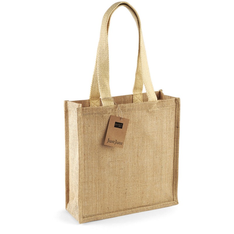 Tote bag en toile de jute, anses longues en coton