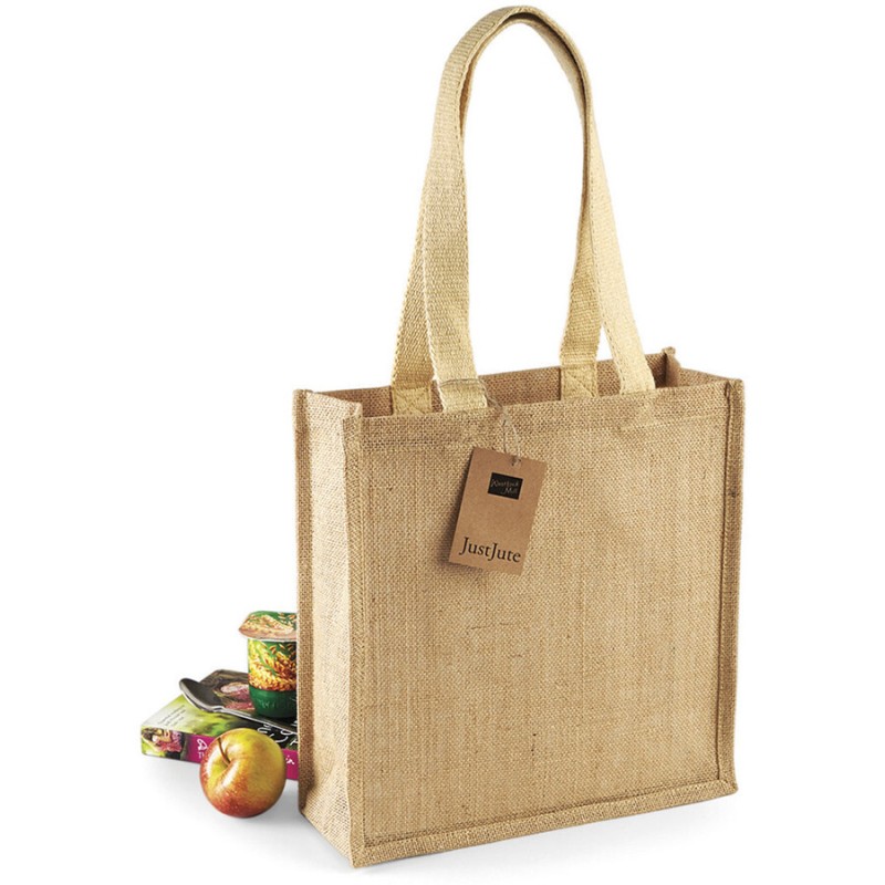 Tote bag en toile de jute, anses longues en coton