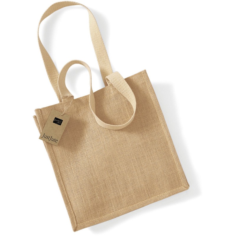 Tote bag en toile de jute, anses longues en coton