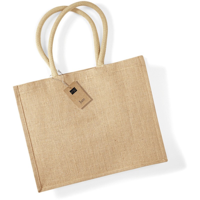 Sac shopping en toile de jute, poignées en coton colorées