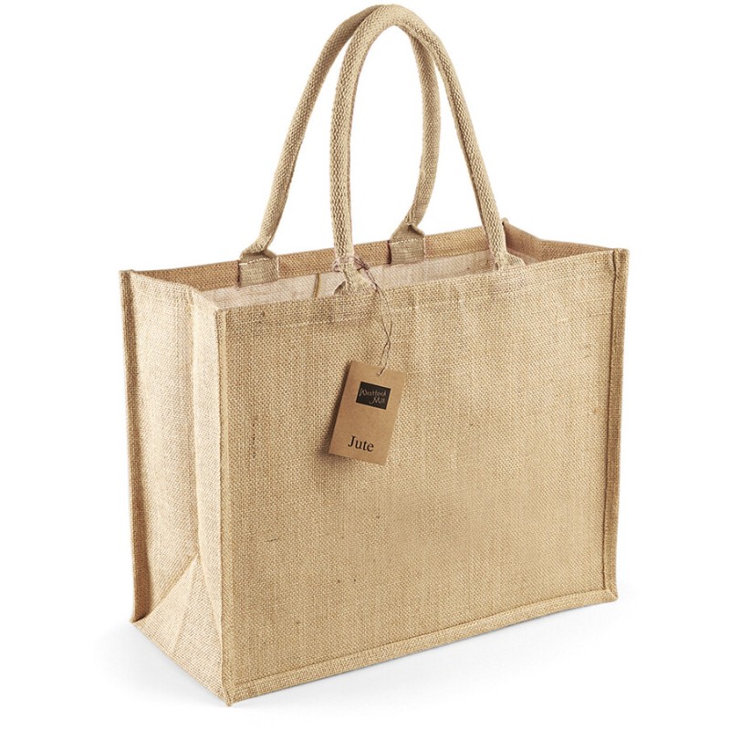 Sac shopping en toile de jute, poignées en coton colorées