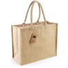 Sac shopping en toile de jute, poignées en coton colorées