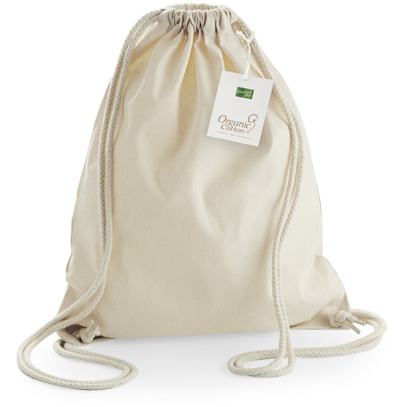 Sac de gym en coton bio avec cordon, gymsac, 340 g/m²