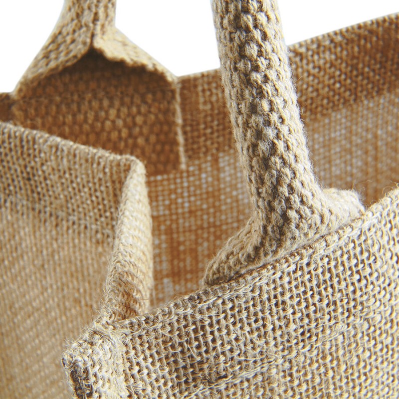 Sac en toile de jute, poignées courtes en coton