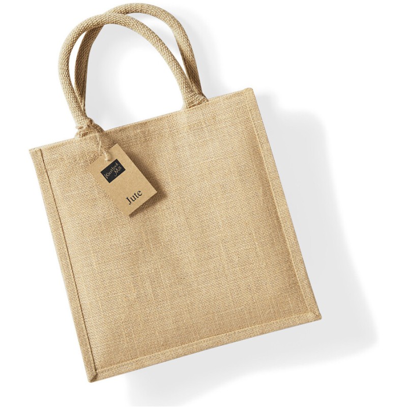 Sac en toile de jute, poignées courtes en coton