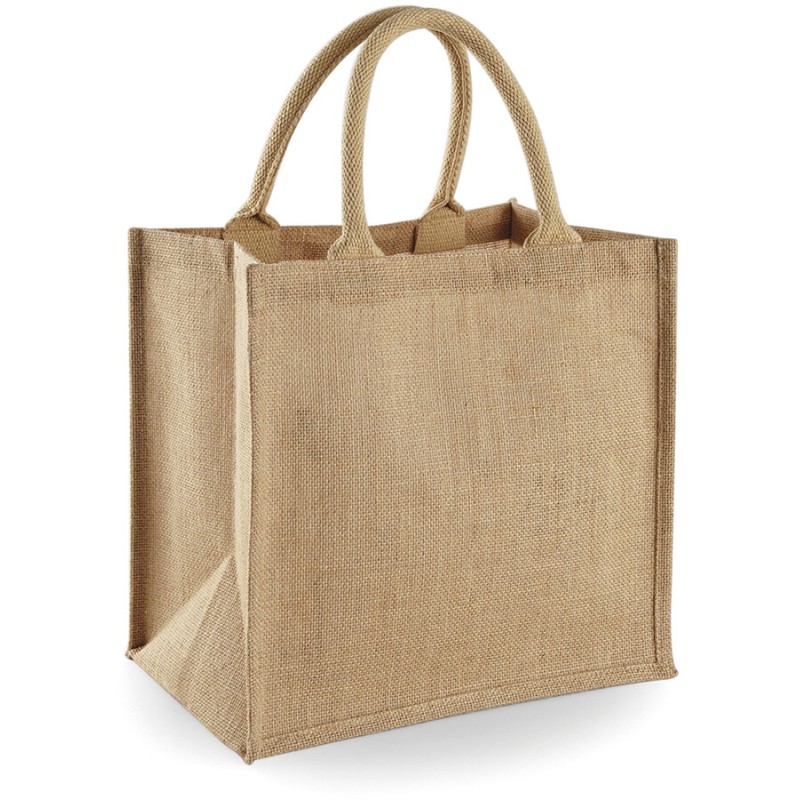 Sac en toile de jute, poignées courtes en coton