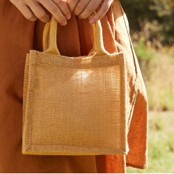 Mini sac en toile de jute, poignées en coton