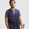 Gilet de travail multi-poches col V zippé en polycoton, 200 g/m²